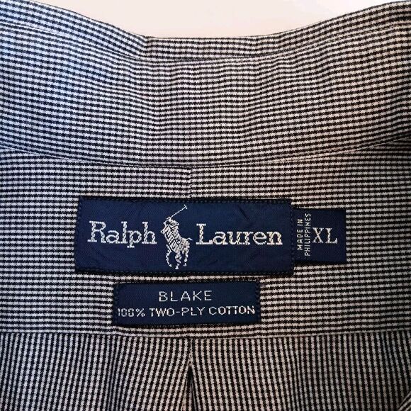 Polo Ralph Lauren Blake 100% 2 Ply Cotton Men's Size XL Black/White Button Down - Picture 4 of 8